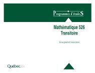 Mathématique 526 - Transitoire - Enseignement secondaire