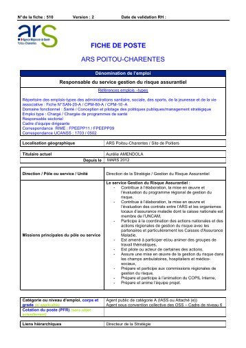 fiche de poste - ARS Poitou-Charentes