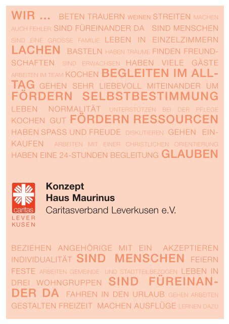 GLAUBEN Konzept Haus Maurinus - Caritas Leverkusen