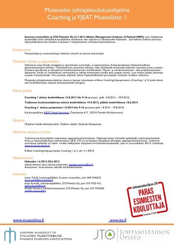 Esite_Museoalan_johtajakoulutusohjelma - Suomen museoliitto