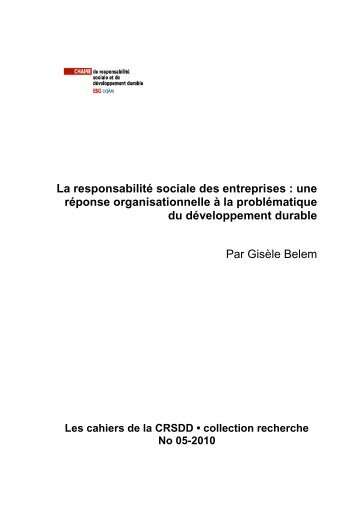 une rÃ©ponse organisationnelle Ã  la problÃ©matique du ...