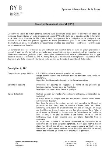 Projet professionnel concret (PPC)