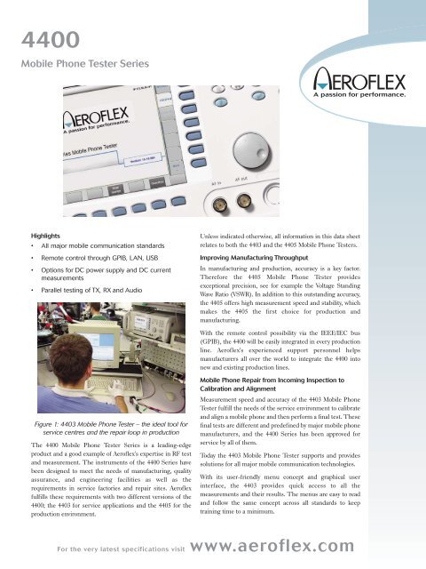 Mobile Phone Tester Series - Aeroflex