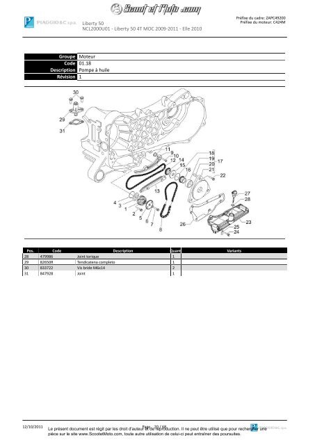 Liberty 50 2T Moc 2009-11 Elle 2010 - Scoot et Moto