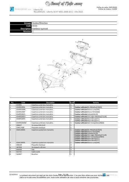 Liberty 50 2T Moc 2009-11 Elle 2010 - Scoot et Moto