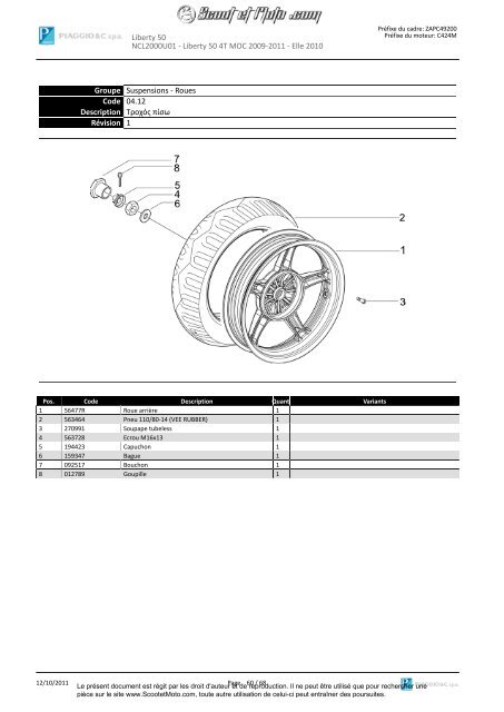 Liberty 50 2T Moc 2009-11 Elle 2010 - Scoot et Moto