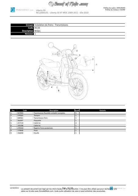 Liberty 50 2T Moc 2009-11 Elle 2010 - Scoot et Moto