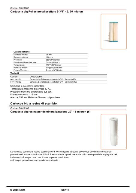 Depuratori Acqua Catalogo Sinergroup 18 Luglio 2015