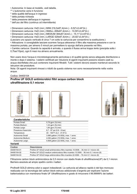 Depuratori Acqua Catalogo Sinergroup 18 Luglio 2015