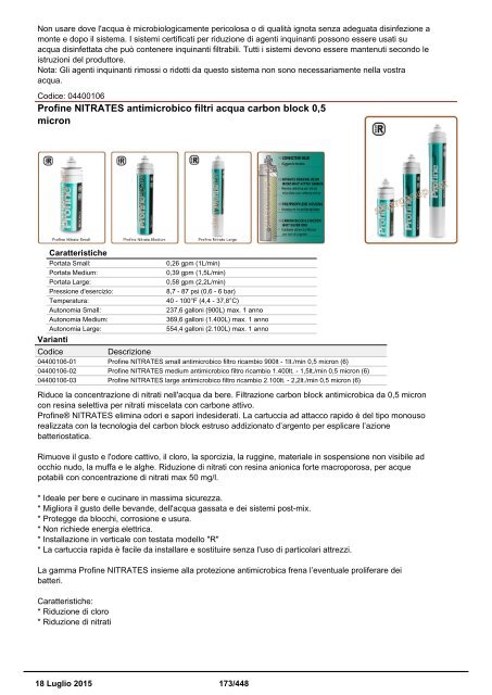 Depuratori Acqua Catalogo Sinergroup 18 Luglio 2015