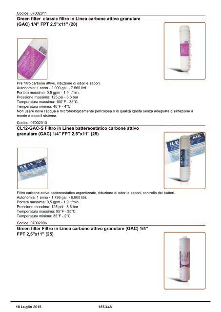 Depuratori Acqua Catalogo Sinergroup 18 Luglio 2015