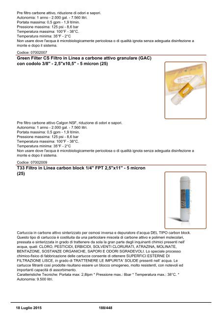 Depuratori Acqua Catalogo Sinergroup 18 Luglio 2015