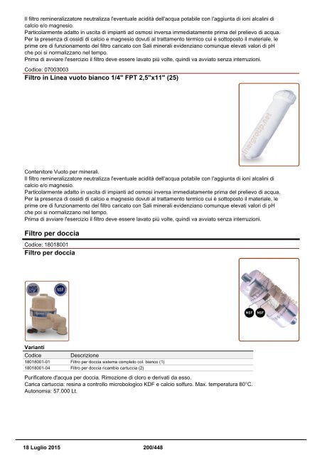 Depuratori Acqua Catalogo Sinergroup 18 Luglio 2015