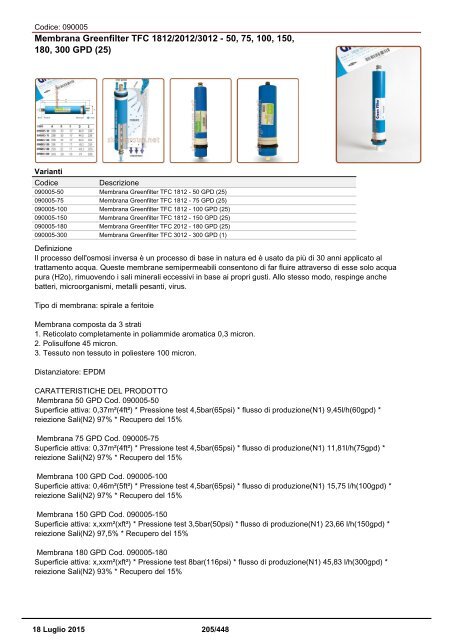 Depuratori Acqua Catalogo Sinergroup 18 Luglio 2015