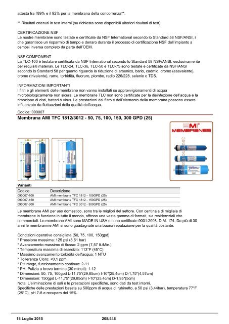 Depuratori Acqua Catalogo Sinergroup 18 Luglio 2015