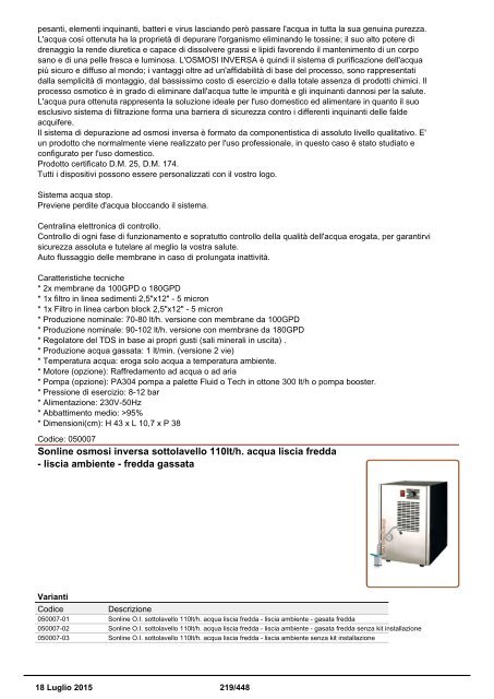 Depuratori Acqua Catalogo Sinergroup 18 Luglio 2015