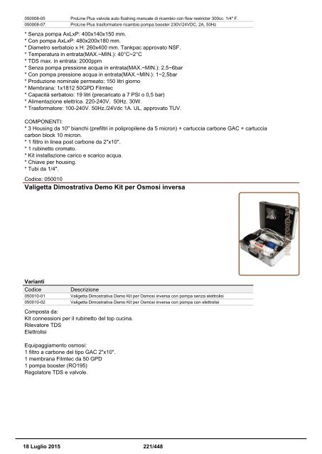 Depuratori Acqua Catalogo Sinergroup 18 Luglio 2015