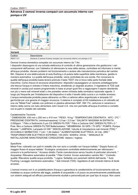 Depuratori Acqua Catalogo Sinergroup 18 Luglio 2015