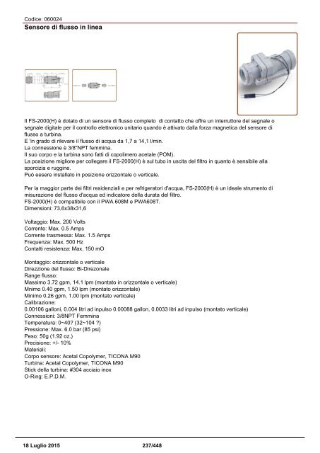 Depuratori Acqua Catalogo Sinergroup 18 Luglio 2015