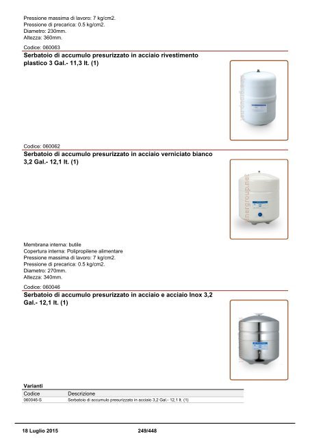 Depuratori Acqua Catalogo Sinergroup 18 Luglio 2015