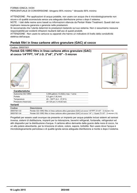 Depuratori Acqua Catalogo Sinergroup 18 Luglio 2015