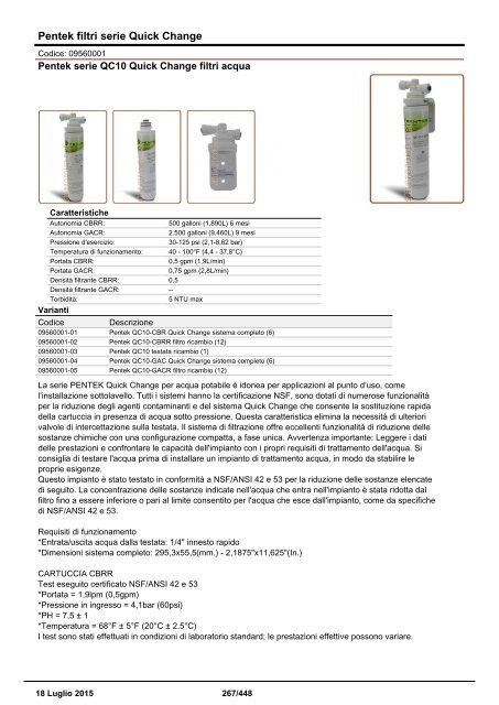 Depuratori Acqua Catalogo Sinergroup 18 Luglio 2015