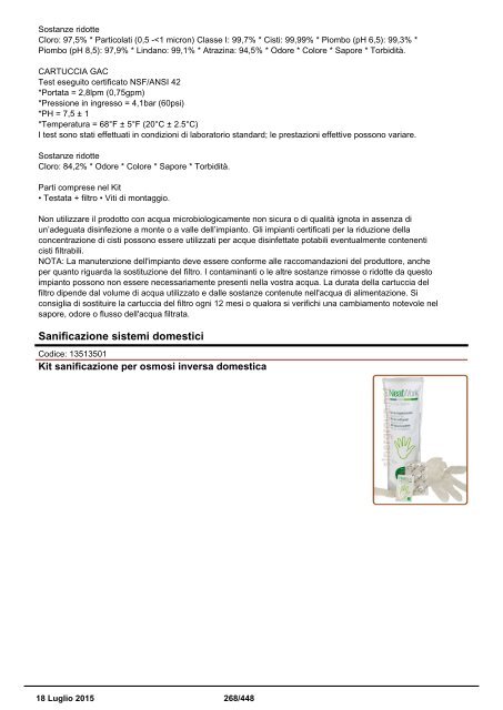 Depuratori Acqua Catalogo Sinergroup 18 Luglio 2015