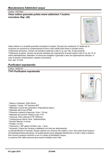 Depuratori Acqua Catalogo Sinergroup 18 Luglio 2015