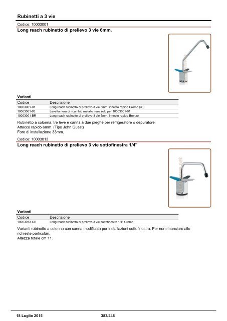 Depuratori Acqua Catalogo Sinergroup 18 Luglio 2015