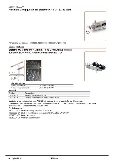 Depuratori Acqua Catalogo Sinergroup 18 Luglio 2015