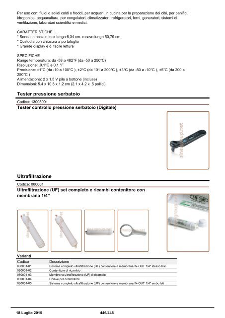 Depuratori Acqua Catalogo Sinergroup 18 Luglio 2015