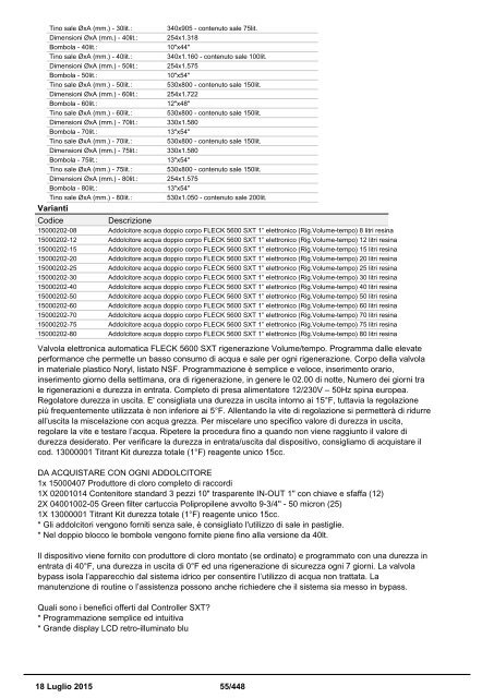 Depuratori Acqua Catalogo Sinergroup 18 Luglio 2015