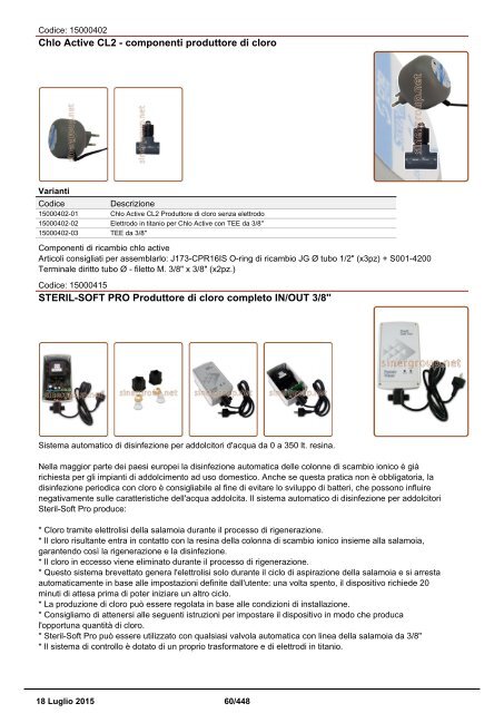 Depuratori Acqua Catalogo Sinergroup 18 Luglio 2015