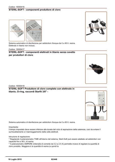 Depuratori Acqua Catalogo Sinergroup 18 Luglio 2015