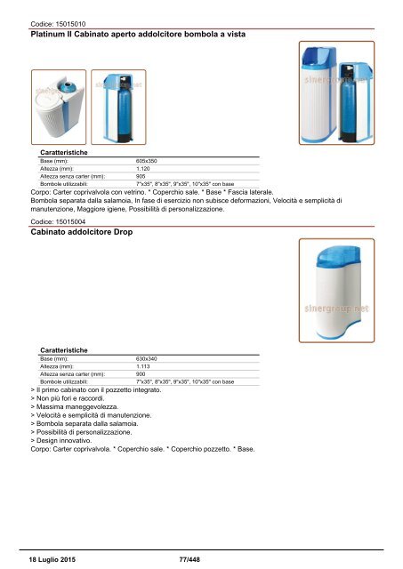 Depuratori Acqua Catalogo Sinergroup 18 Luglio 2015