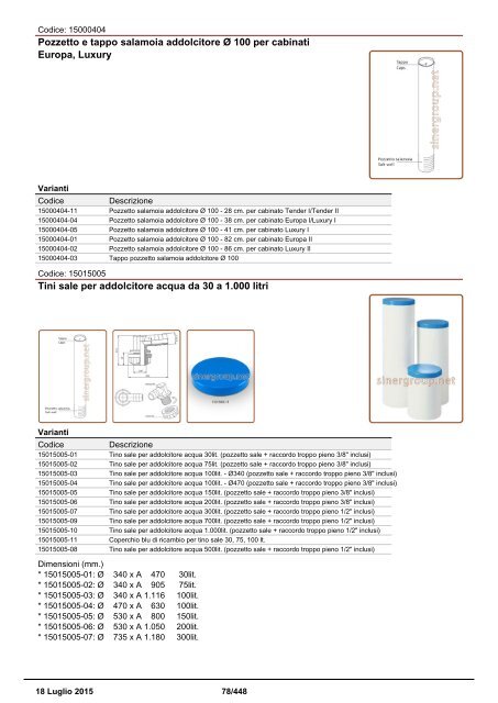 Depuratori Acqua Catalogo Sinergroup 18 Luglio 2015