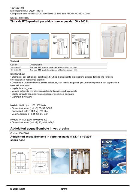 Depuratori Acqua Catalogo Sinergroup 18 Luglio 2015