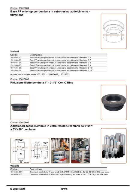 Depuratori Acqua Catalogo Sinergroup 18 Luglio 2015