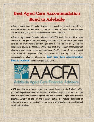 Best Aged Care Accommodation Bond in Adelaide
