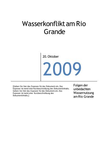 Gallei, Moritz: Wasserkonflikt am Rio Grande. - Gymnasium LÃ¼chow