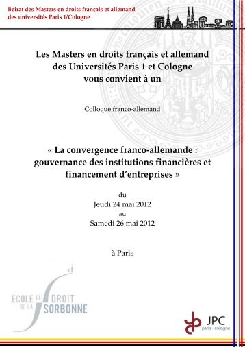 Les Masters en droits franÃ§ais et allemand des UniversitÃ©s ... - JPC