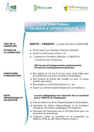 Pour en savoir plus sur la formation au CAP Petite enfance ... - Arifts