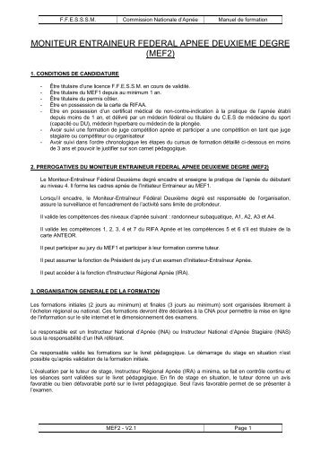 mef2 - Commission nationale d'apnÃ©e - ffessm