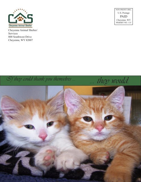 Winter 2011 Newsletter - Cheyenne Animal Shelter