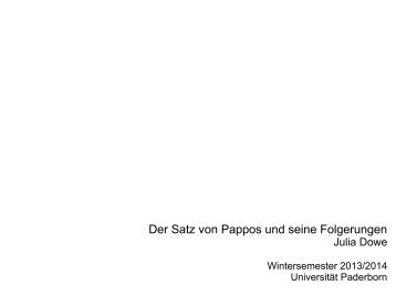 Der Satz von Pappos und seine Folgerungen-Julia Dowe - Uni PB FB Kunst 2014