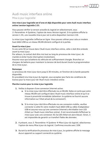 Mode d'emploi mise Ã  jour â PDF - Audi