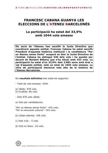 Eleccions Ateneu Barcelonès 2011