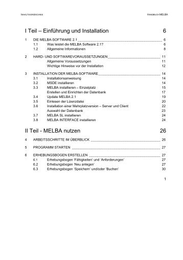 I Teil â EinfÃ¼hrung und Installation 6 II Teil - MELBA ... - Miro GmbH