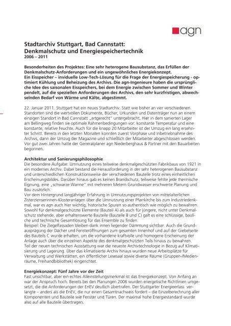 Stadtarchiv Stuttgart, Bad Cannstatt - agn Niederberghaus & Partner ...