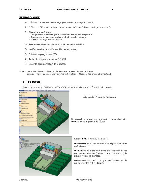 CATIA V5 FAO FRAISAGE - Page d'accueil - Free